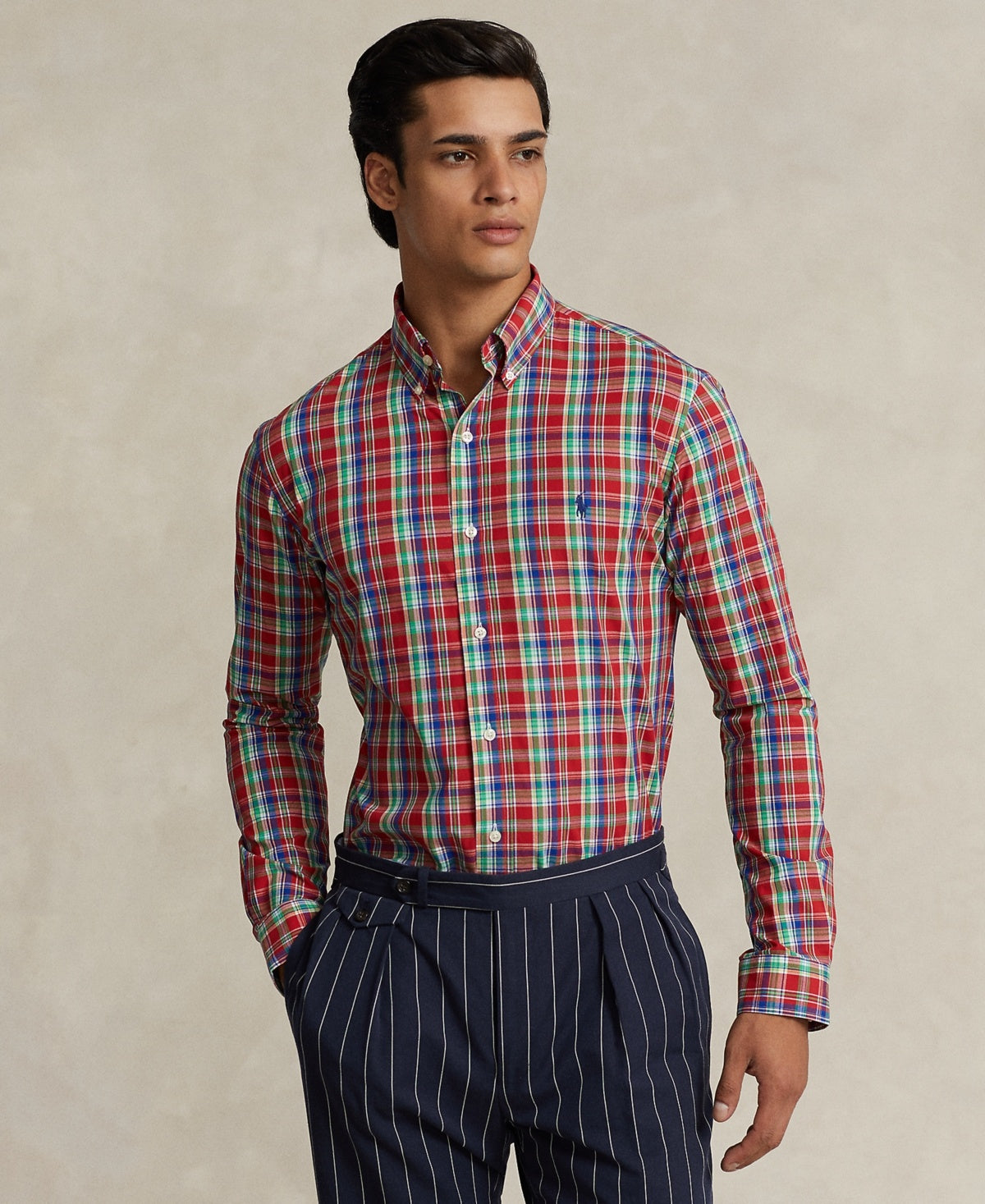 Polo Ralph Lauren Mens Regular fit Long Sleeve Button-Up Shirt Medium Red Plaid