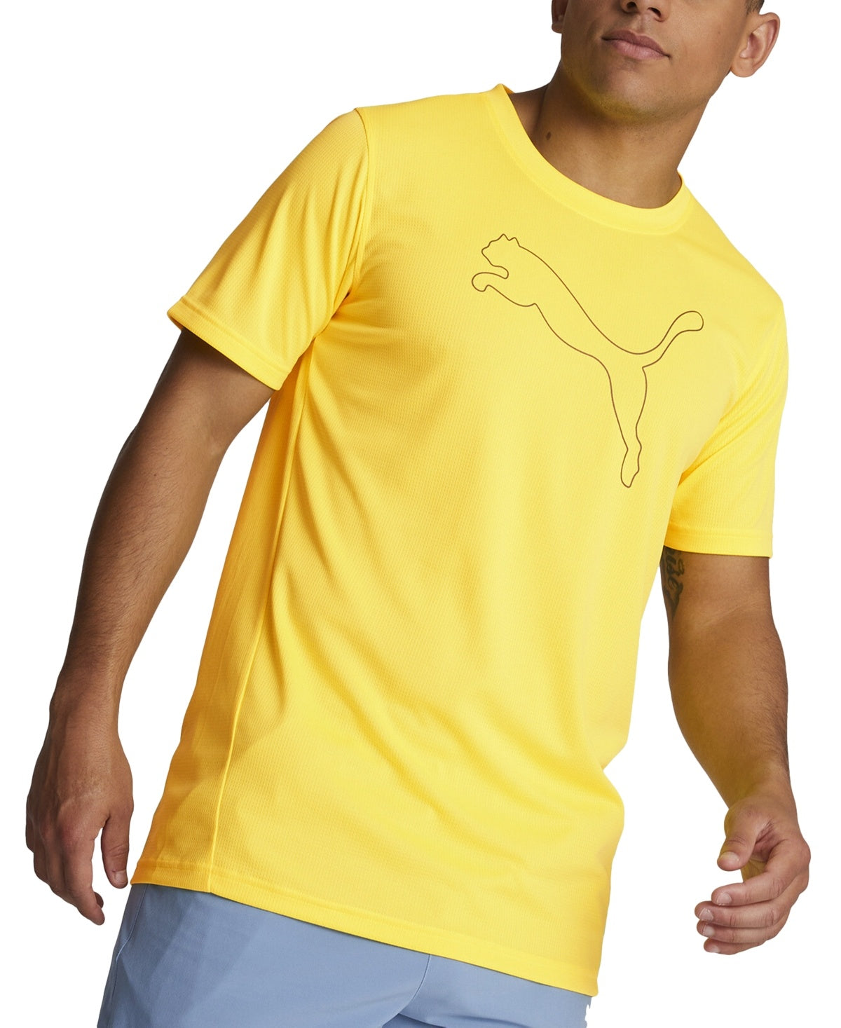 Puma Men Regular fit Short Sleeve T-Shirt Shirt XXL Yellow Solid Moisture Wicking