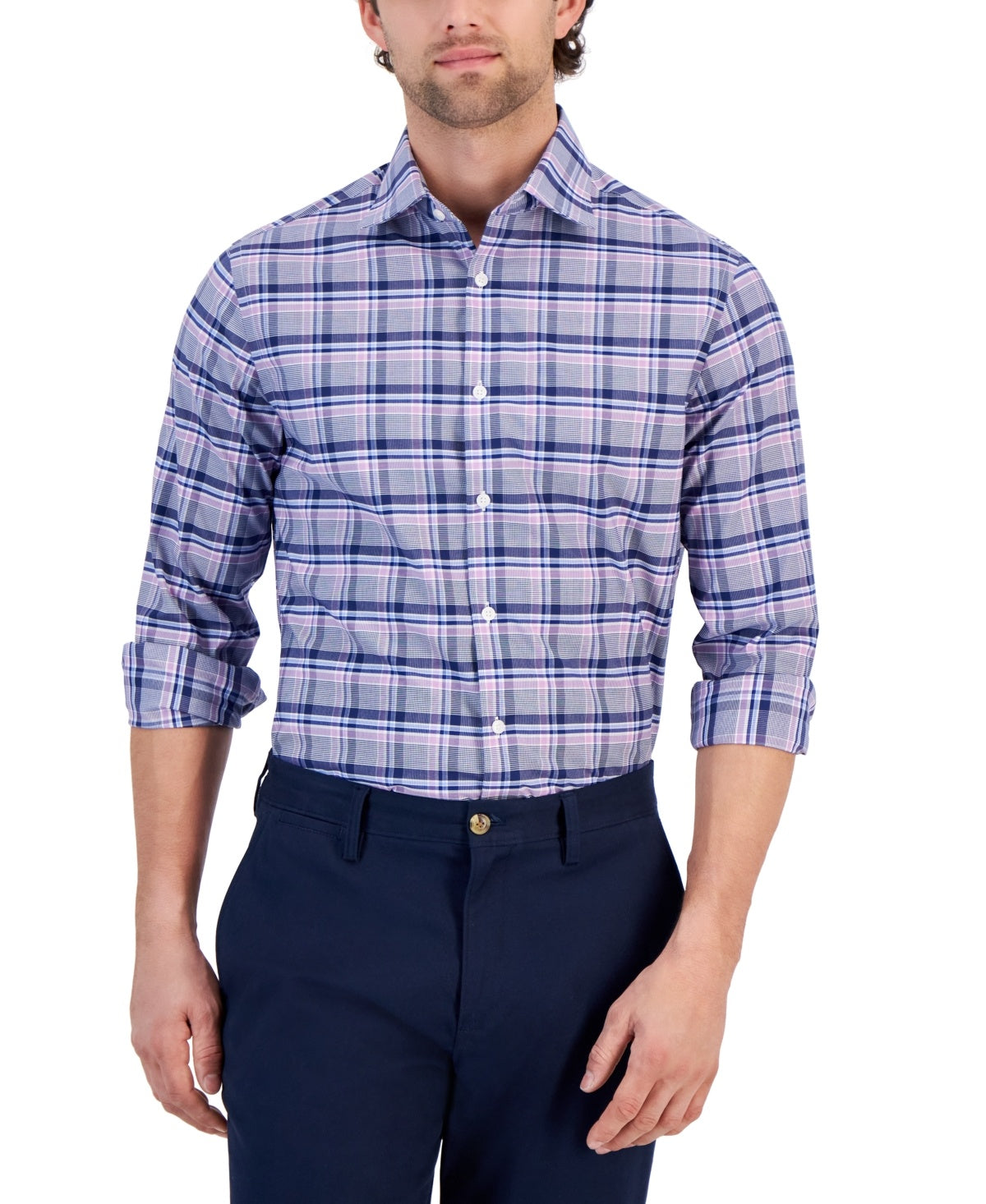Michael Kors Mens Regular fit Dress Shirt Medium 15.5 in 32-33 Blue Multi Plaid