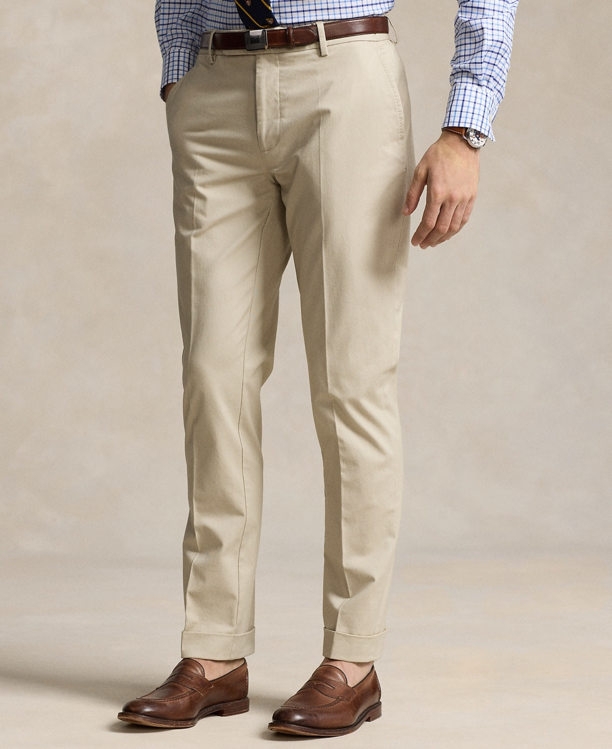 Polo Ralph Lauren Mens Regular fit Chinos Pants 34 / 30 Beige Solid Stretch