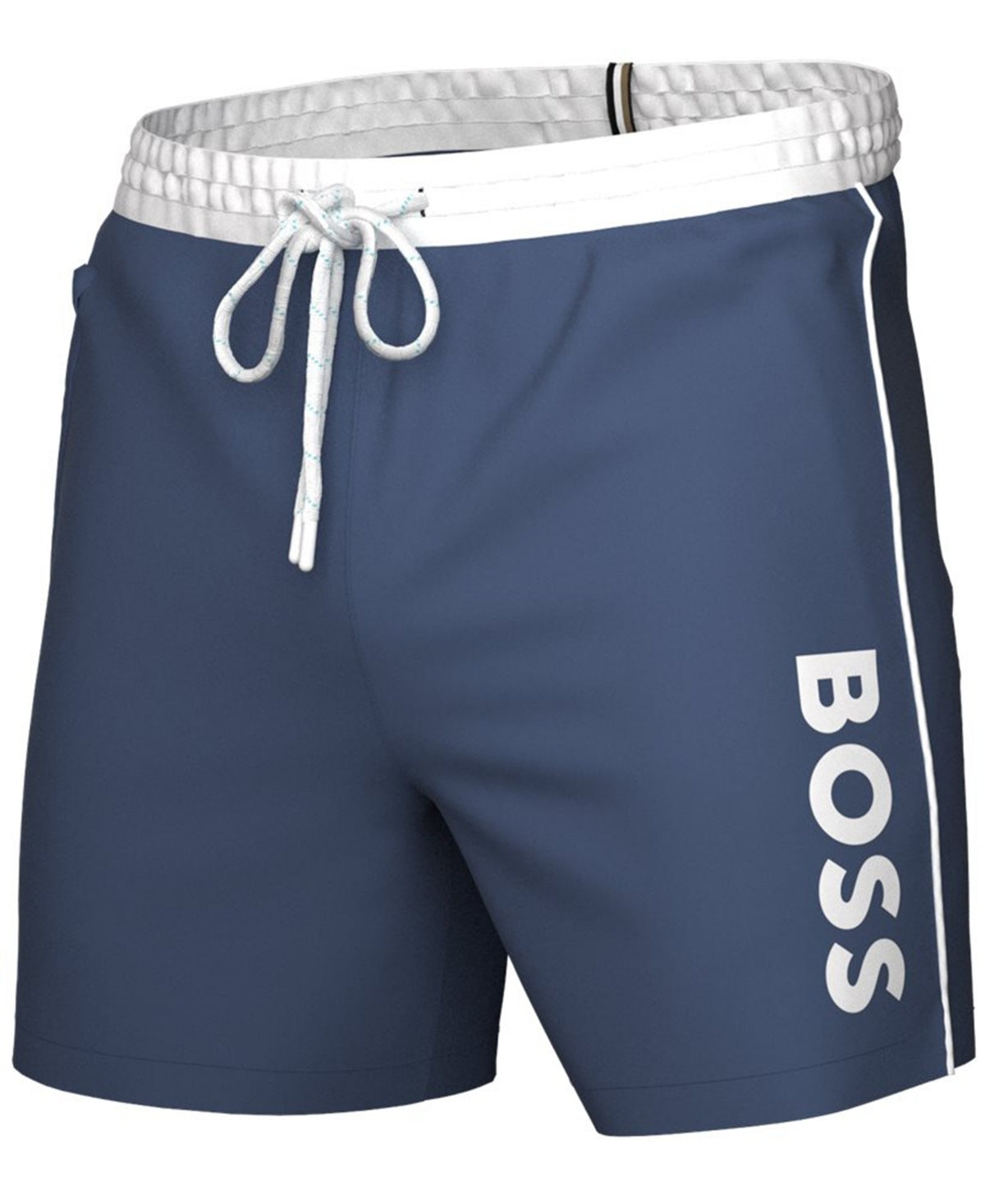 Hugo Boss Mens Regular fit Swim Trunks Swimwear Small Logo Blue Solid