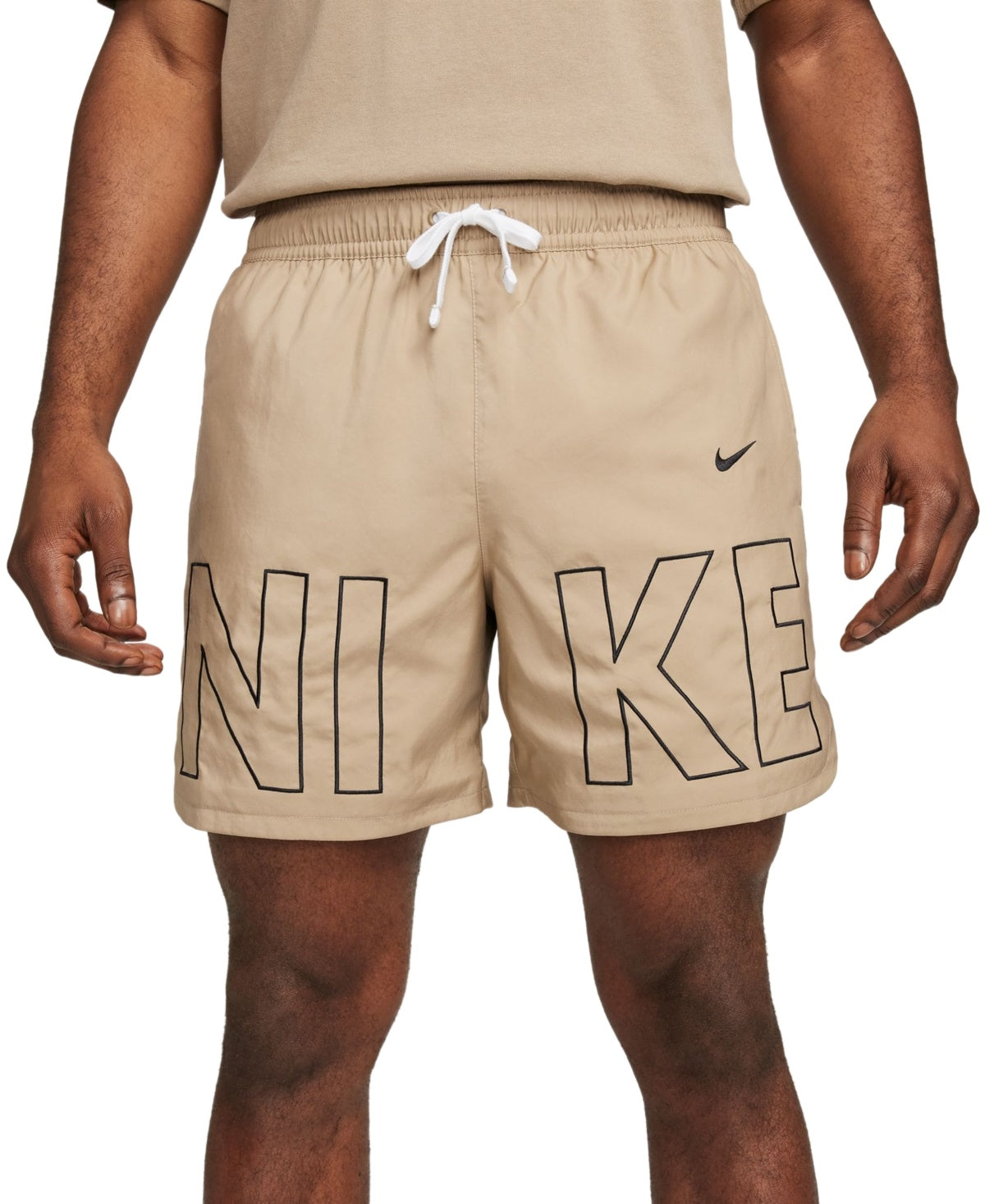 Nike Mens Regular fit Drawstring Athletic Shorts Large Light Brown Solid