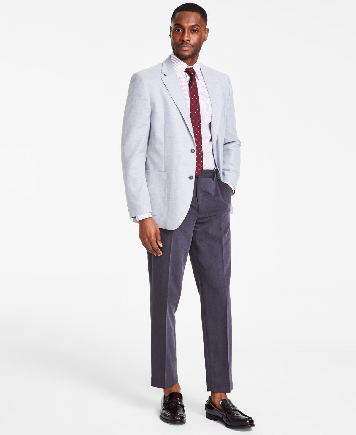 Nautica Mens Modern fit Sport Coat Blazer 46 R Light Grey Solid Stretch