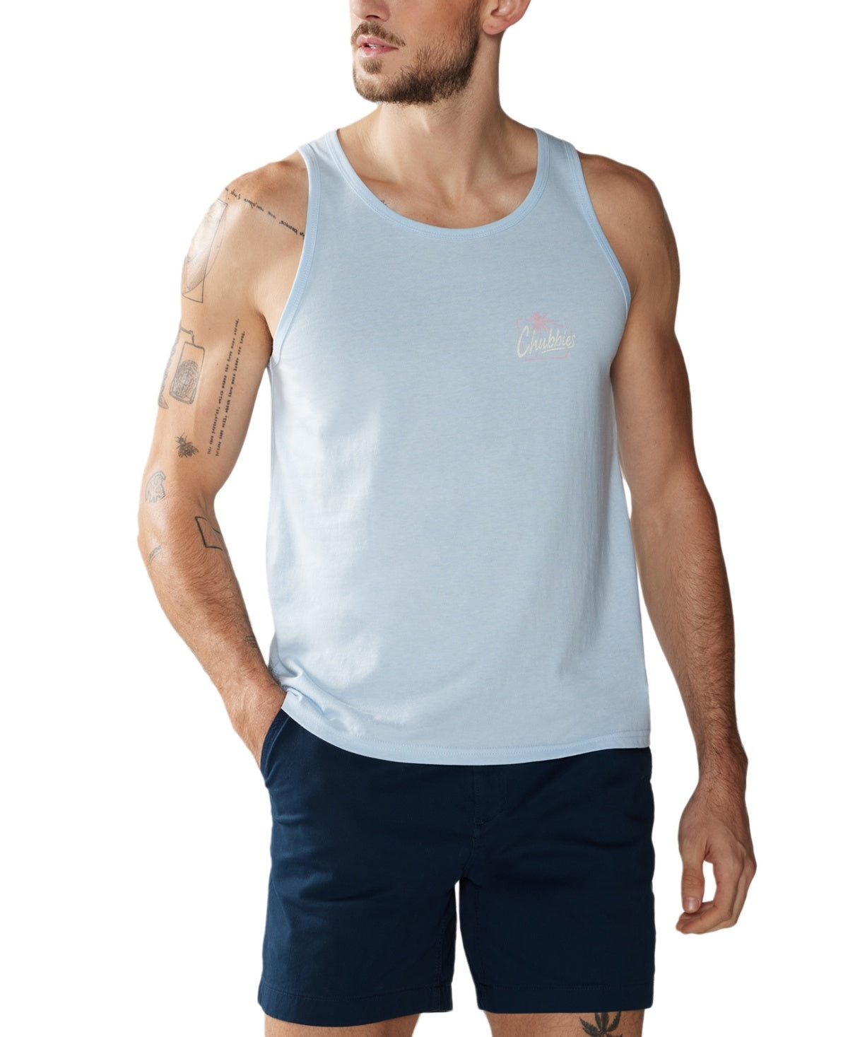 Chubbies Men Regular fit Sleeveless Tank Top Shirt Medium Blue Solid
