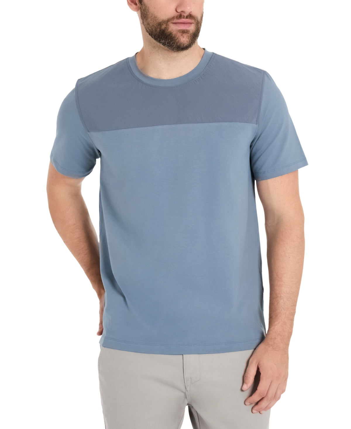 Kenneth Cole Mens Regular fit Short Sleeve T-Shirt Shirt Large Blue Solid