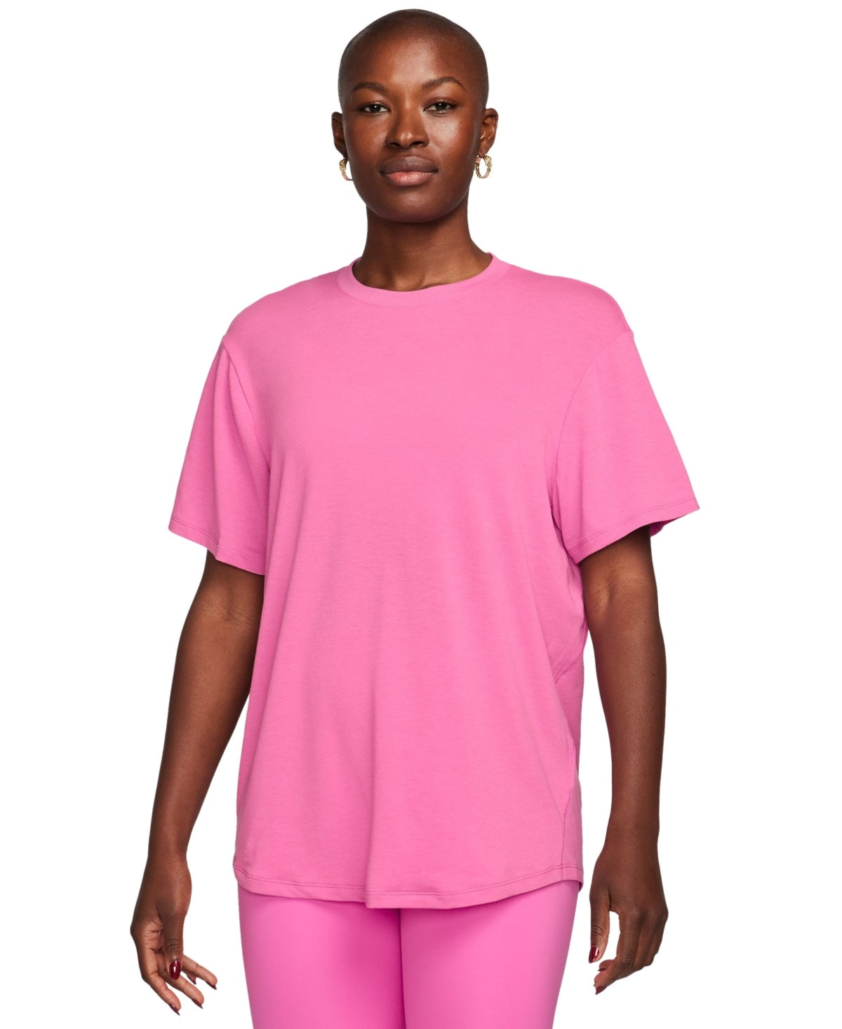 Nike Womens Regular fit Short Sleeve T-Shirt Shirt XL Pink Solid Quick Dry