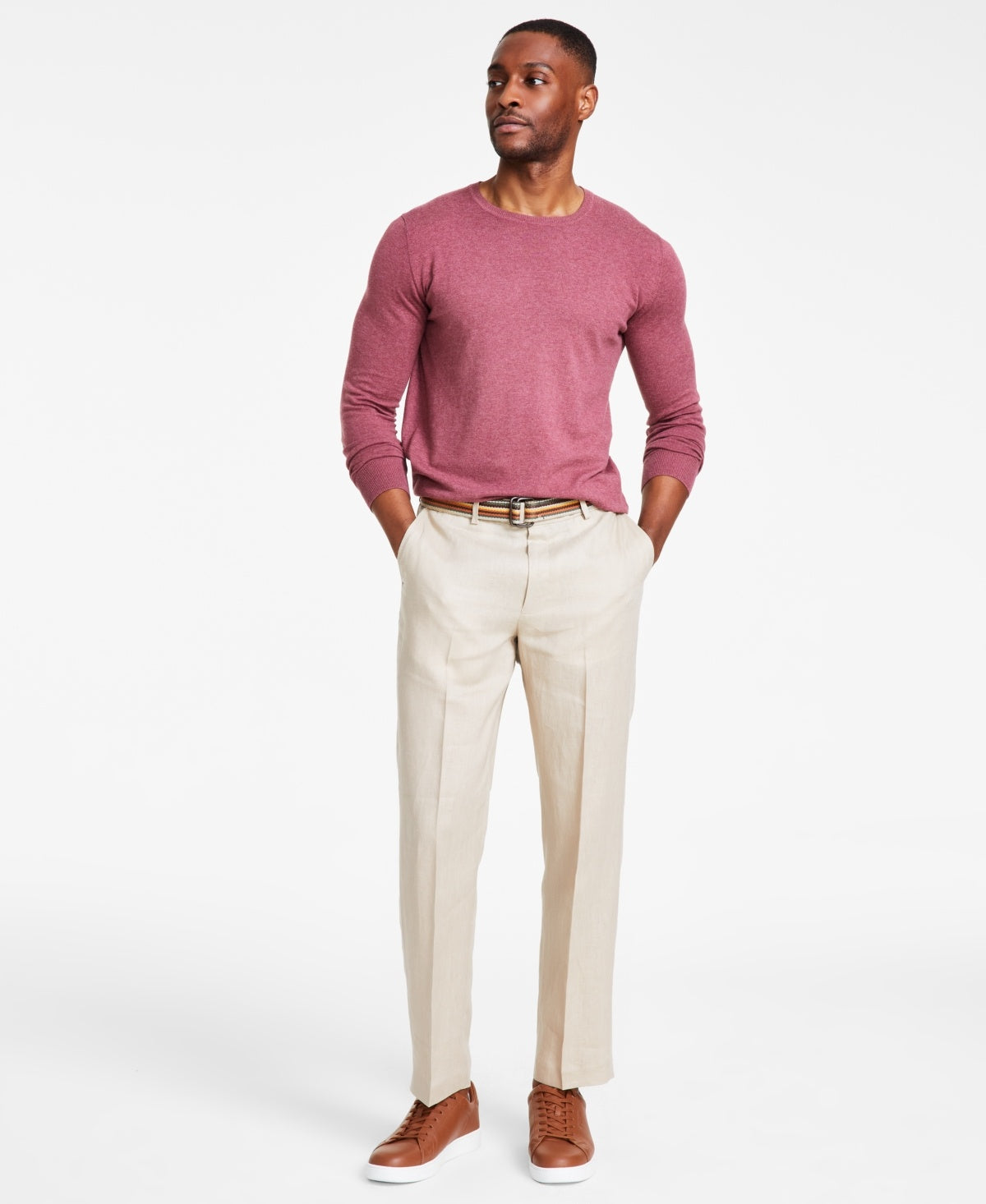 Nautica Mens Modern fit Linen Dress Pants 38 / 30 Beige Solid