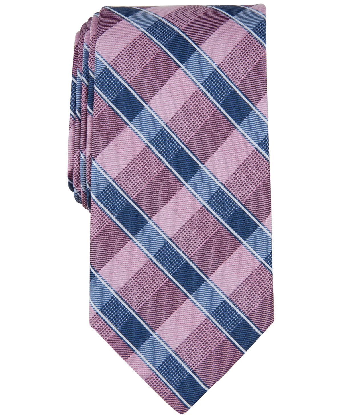 Michael Kors Mens Regular fit Tie Necktie One Size Pink Blue Plaid