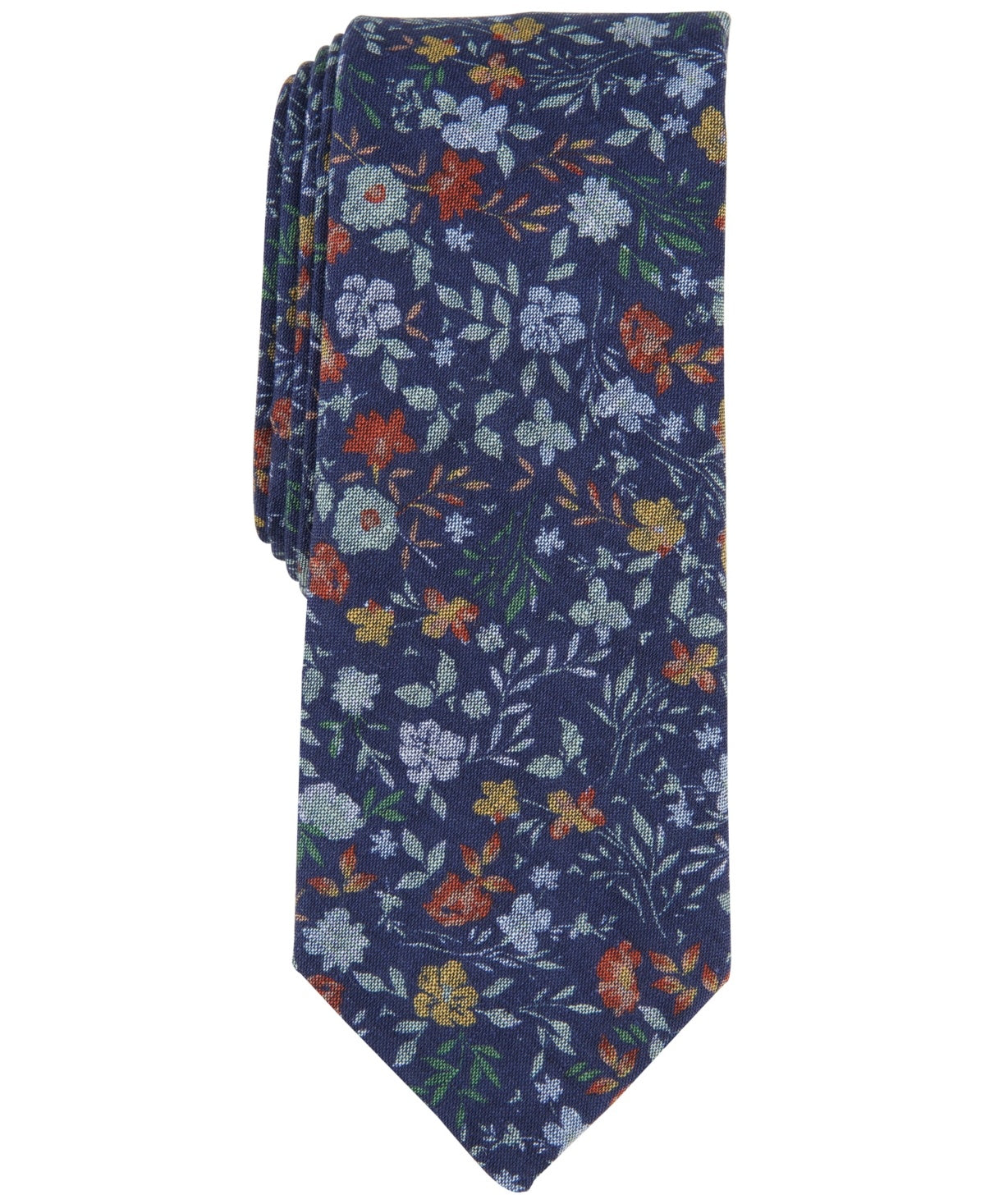 Bar Iii Mens Regular fit Tie Necktie One Size Blue Atkinson Floral Linen