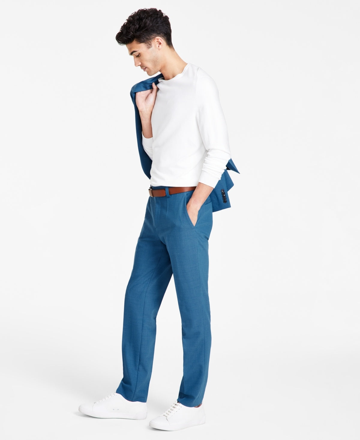Hugo Boss Mens Modern fit Dress Pants 30 / 32 Blue Solid
