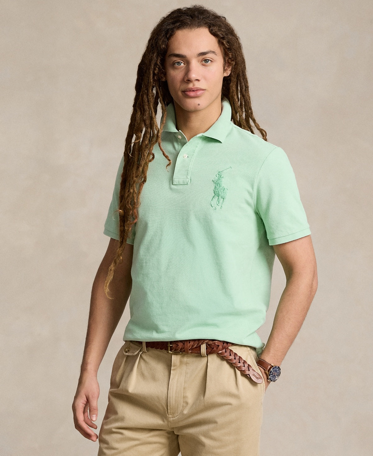 Polo Ralph Lauren Men Slim fit Short Sleeve Polo Shirt Small Green Solid