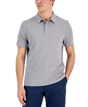 Alfani Mens Regular fit Short Sleeve Polo Shirt Large Grey Solid Stretch