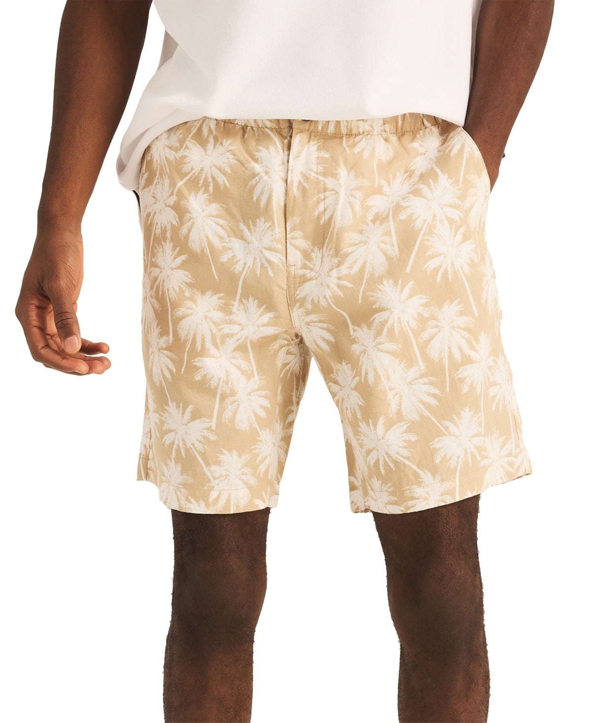 Nautica Mens Regular fit Chinos Shorts 32 Beige Palm Tree