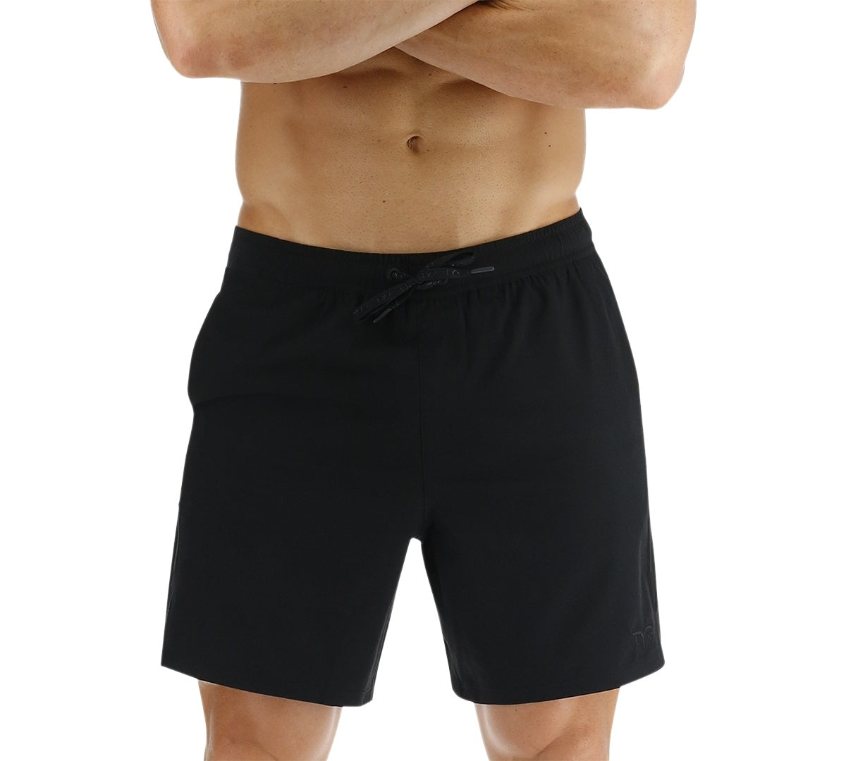 Tyr Mens Regular fit Athletic Shorts Medium Black Solid Moisture Wicking