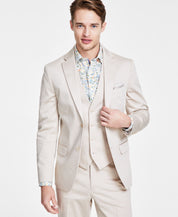 Bar Iii Mens Slim fit Suit Jacket Blazer 38 L Beige Solid Stretch