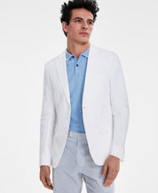 Tommy Hilfiger Mens Modern fit Sport Coat Blazer 46 L White Solid Linen