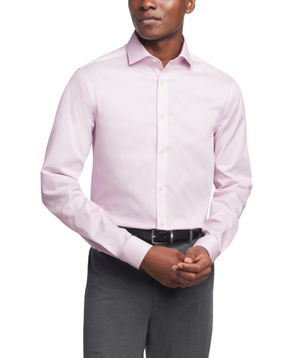 Calvin Klein Men Slim fit Dress Shirt Medium 15 in 32-33 Pink Striped