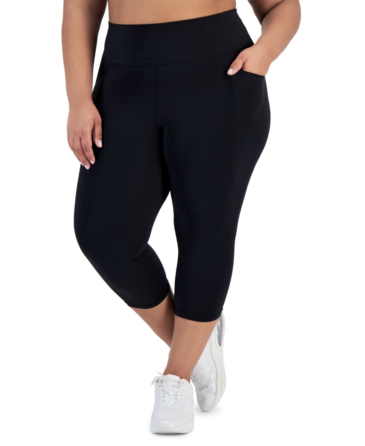 ID Ideology Women Regular fit Cropped Leggings 4X Black Solid