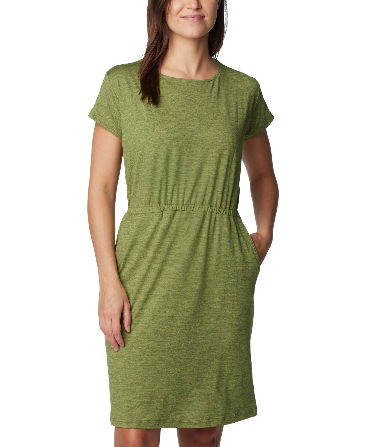 Columbia Womens Short Sleeve Pacific Haze Dress Green Medium