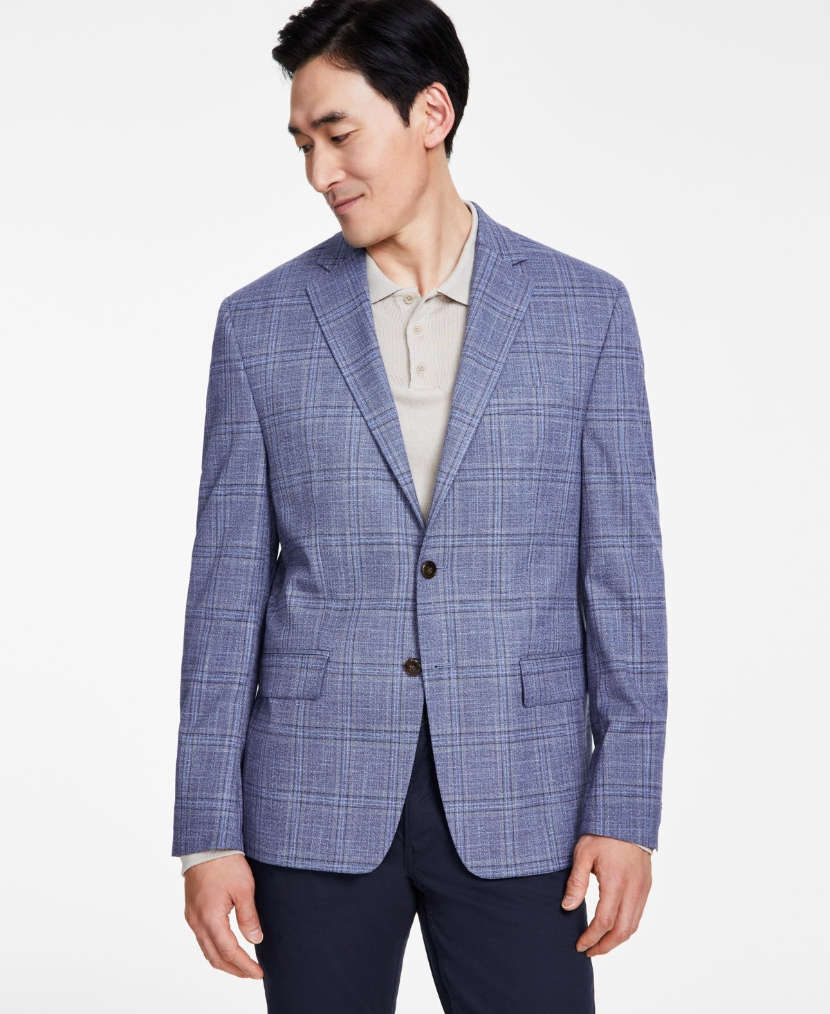 Michael Kors Mens Classic fit Sport Coat Blazer 42 L Blue Plaid
