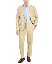 Nautica Mens Modern fit 2 Piece Suit 44 L / 38 Waist Tan Beige Solid Stretch