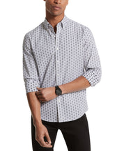 Michael Kors Men's Empire Printed Button Up Shirt White XL