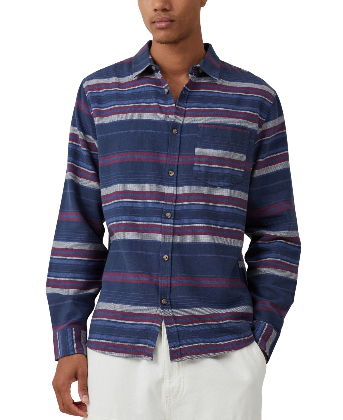 Cotton On Men Regular fit Long Sleeve Button-Up Shirt XL Blue Plaid