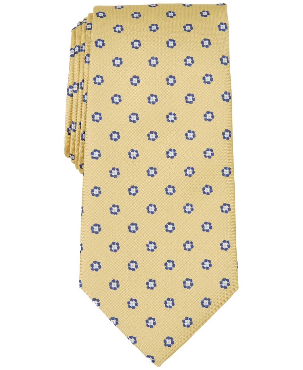 Club Room Mens Classic fit Tie Necktie One Size Yellow Blue Floral