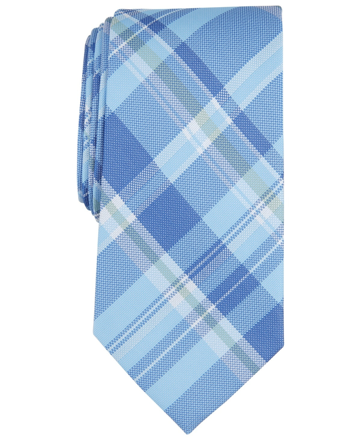 Club Room Men Regular fit Tie Necktie One Size Light Blue Plaid