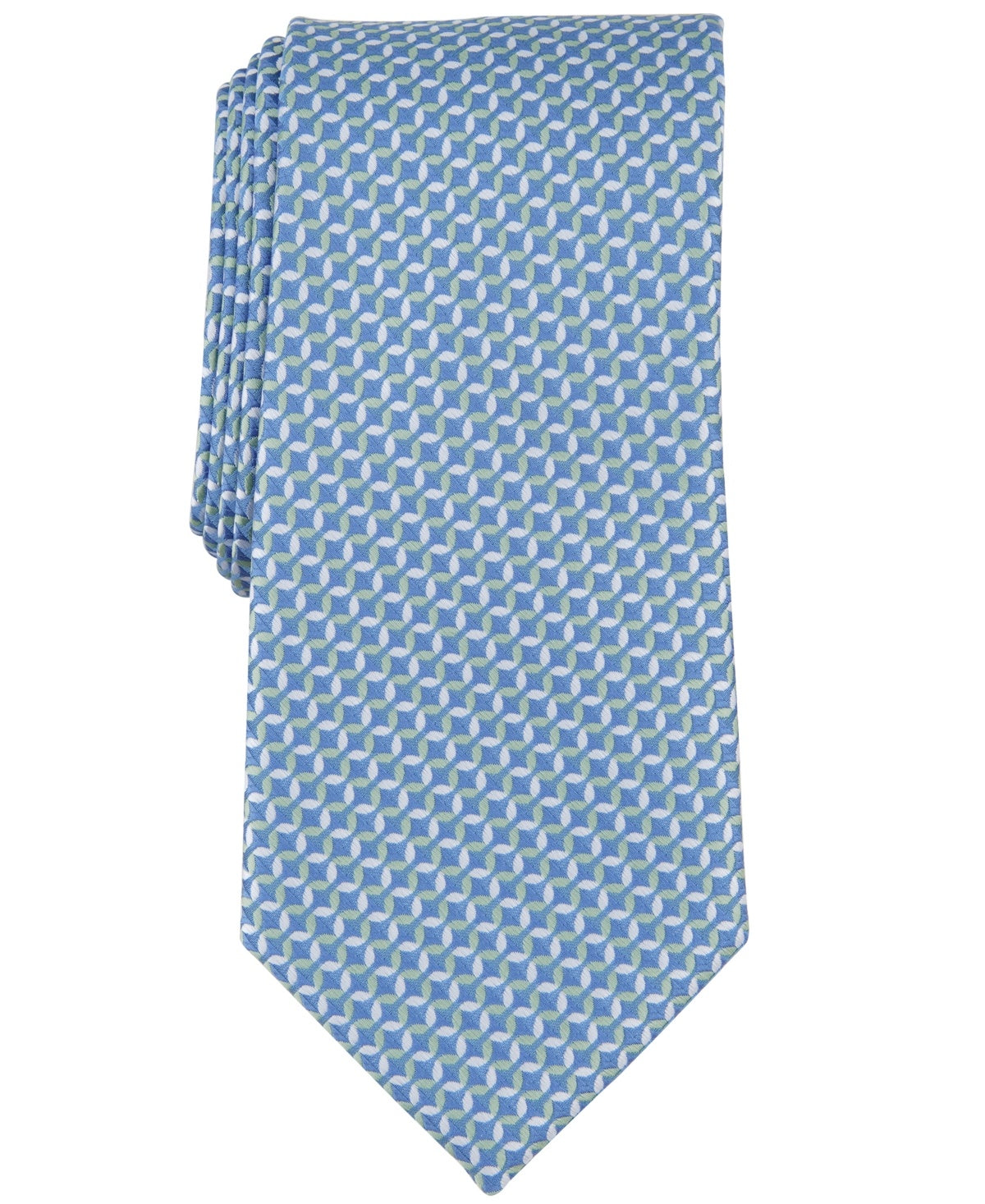 Perry Ellis Mens Regular fit Tie Necktie One Size Green Geometric