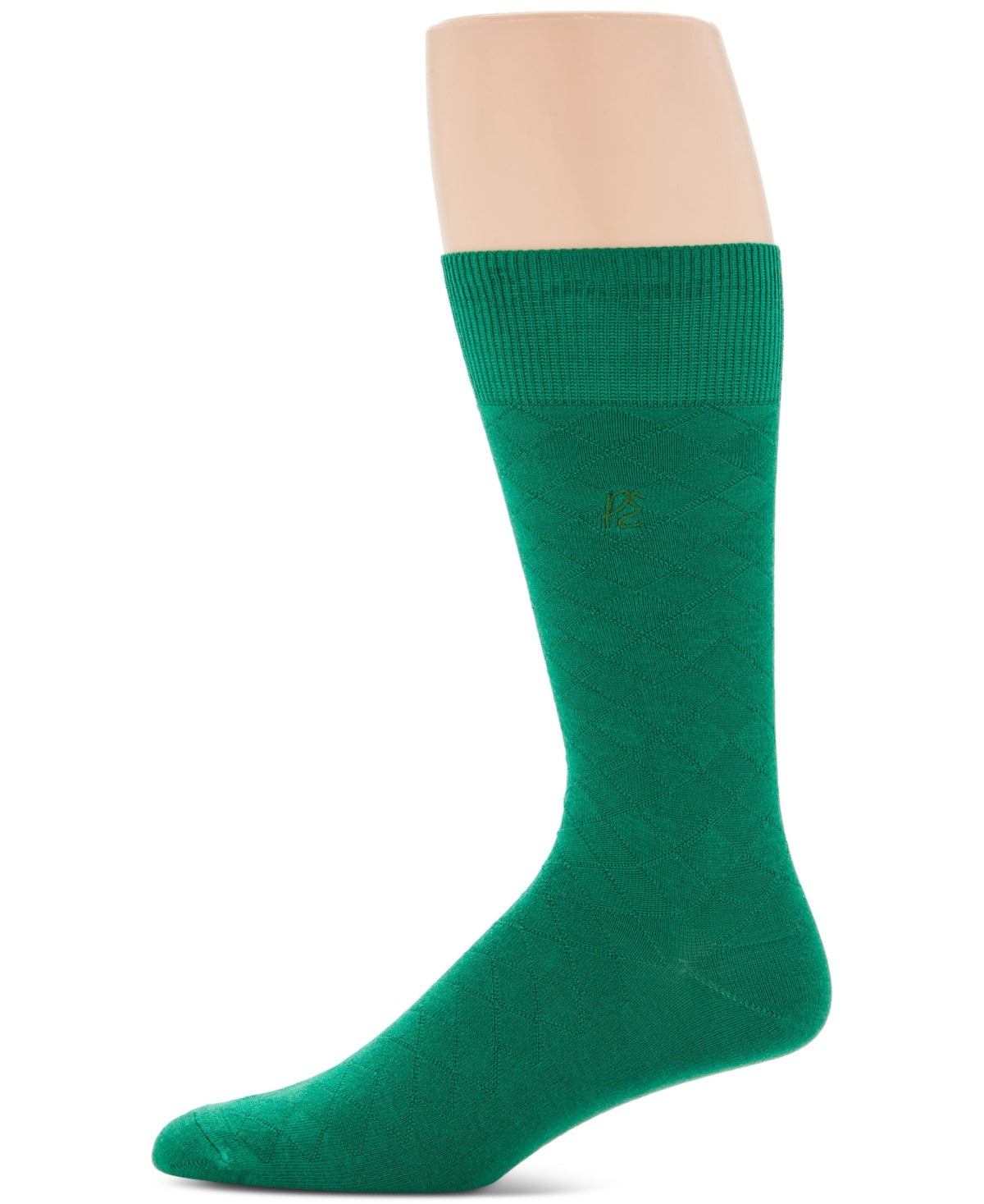 Perry Ellis Portfolio Mens 1 Pair Diamond Stitch Crew Socks Green