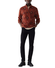 Frank And Oak Men's Relaxed Fit Half Zip Long Sleeve Geo Sweatshirt Red 2XL