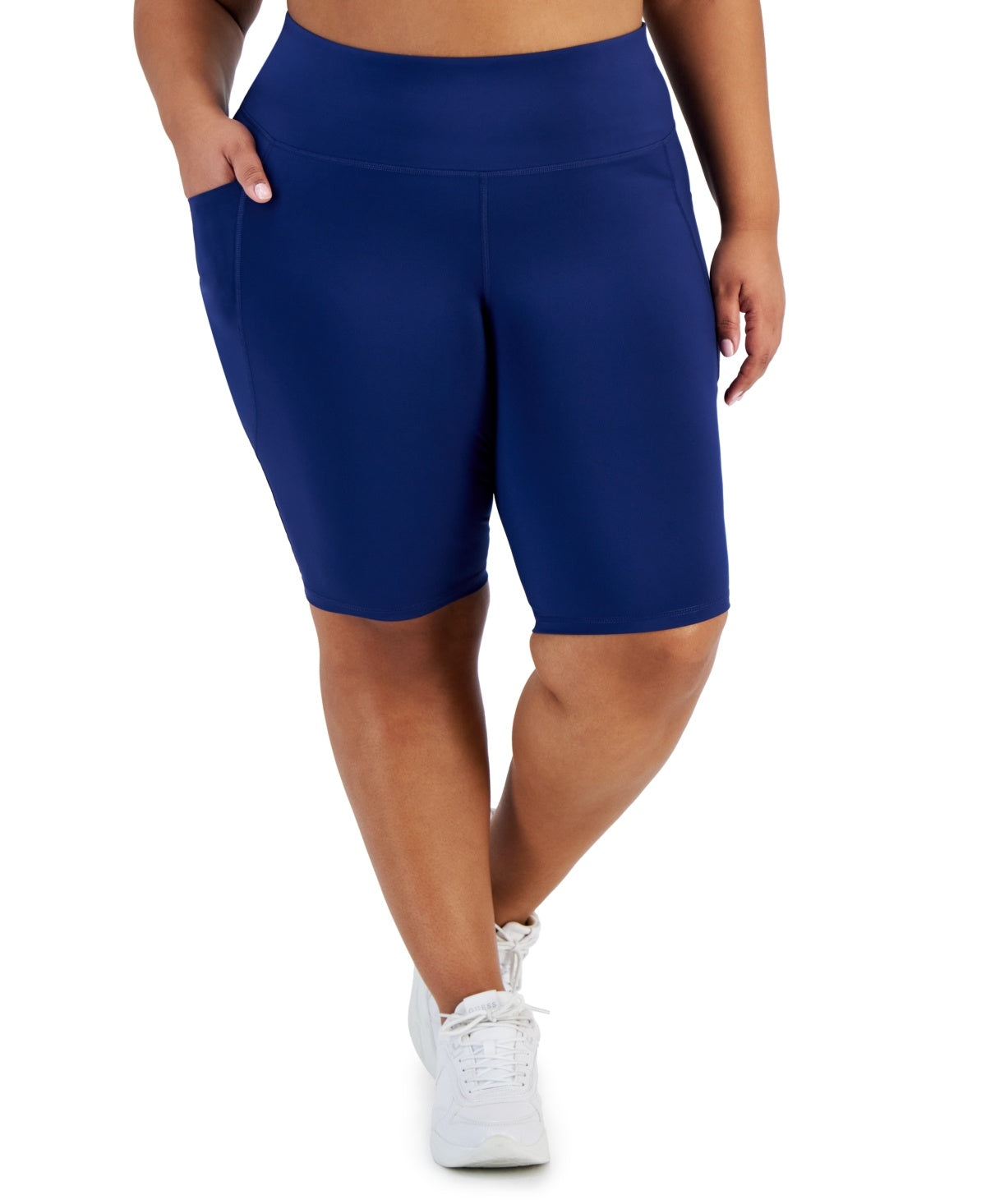 ID Ideology Womens Regular fit Compression Athletic Shorts 2X Blue Solid