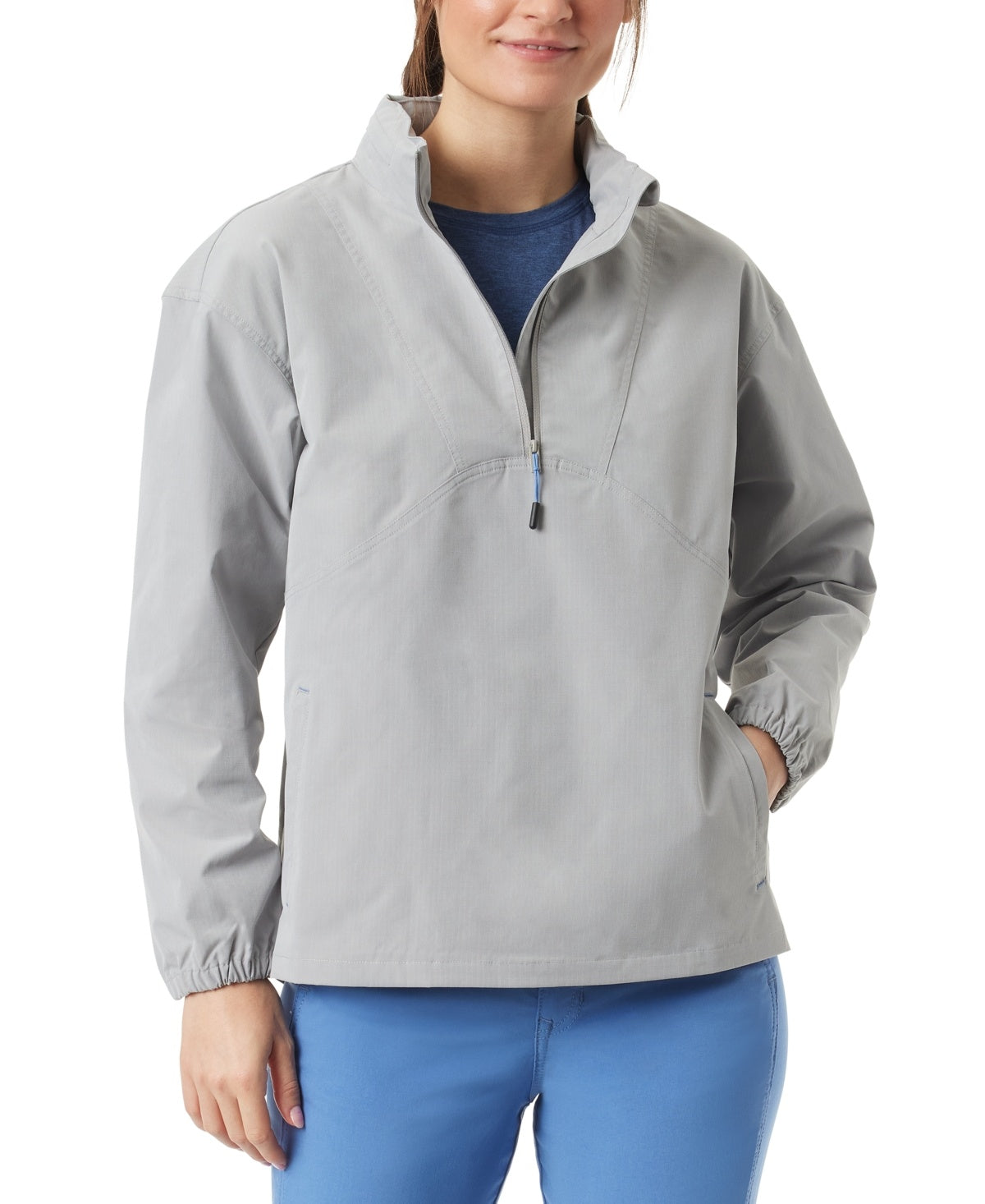 Bass Outdoor Women Half Zip Coat Small Grey Solid
