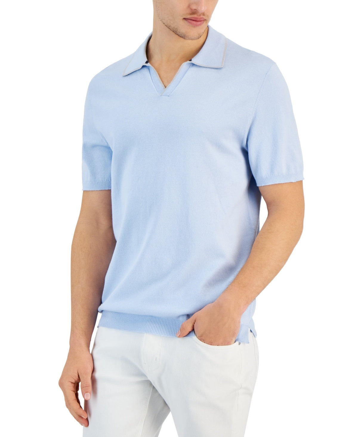 Alfani Mens Classic fit Short Sleeve Polo Shirt XXL Blue Solid