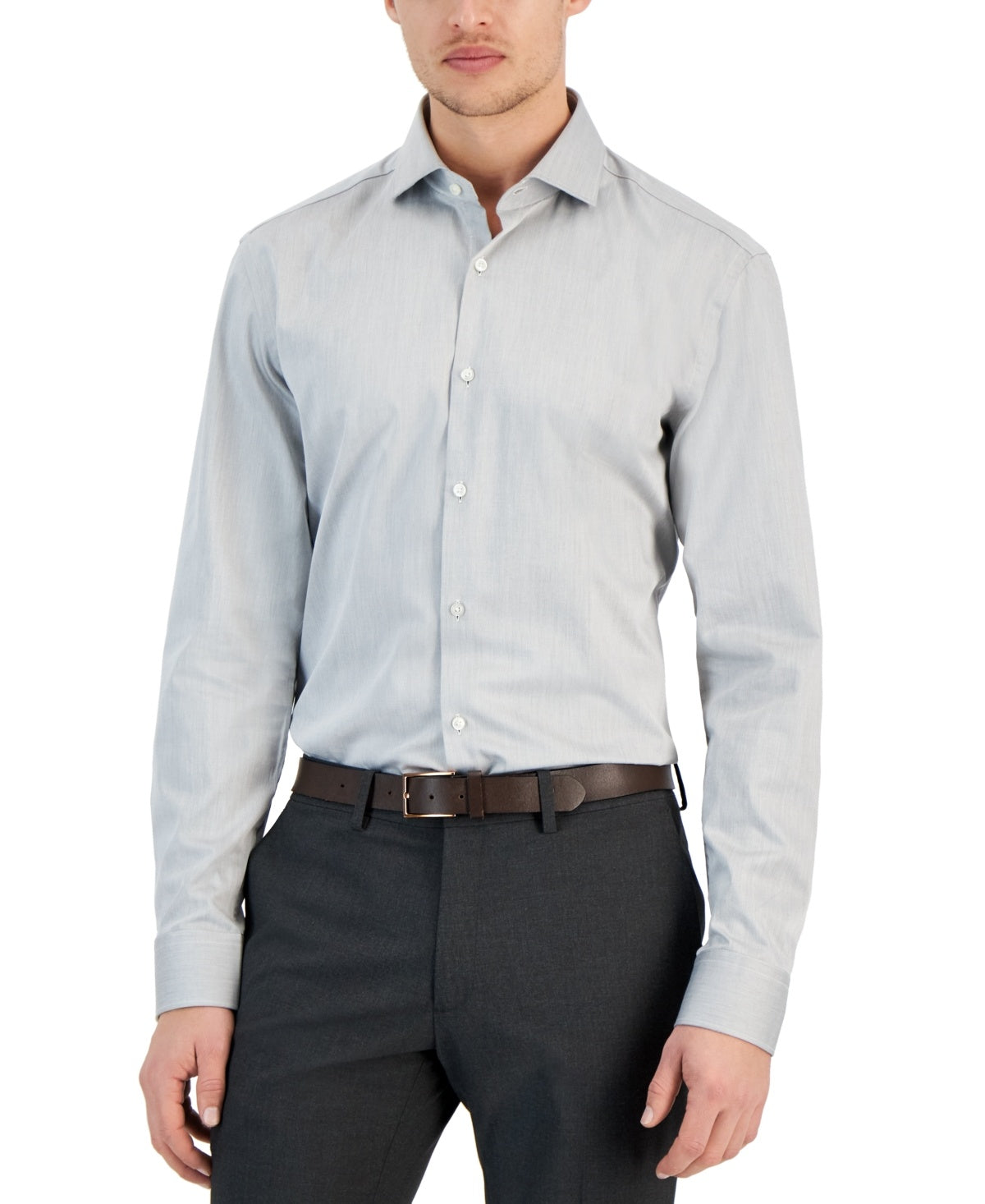 Hugo Boss Mens Slim fit Dress Shirt Medium 15 in Long Sleeve Grey