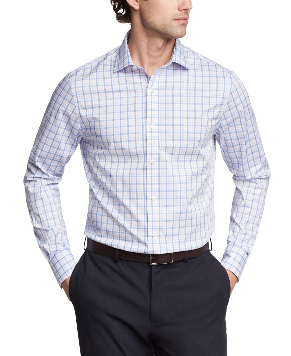 Tommy Hilfiger Men Regular fit Dress Shirt Medium 15.5 in 34-35 Blue Plaid