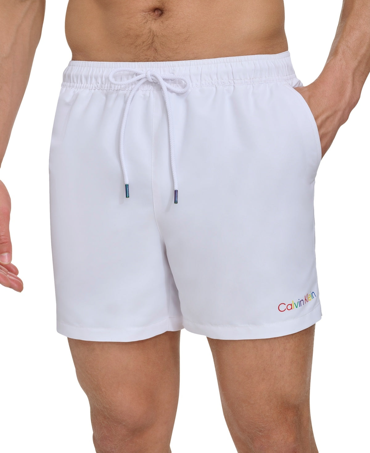 Calvin Klein Mens Regular fit Trunks Swimwear XL 5 Inseam White Solid