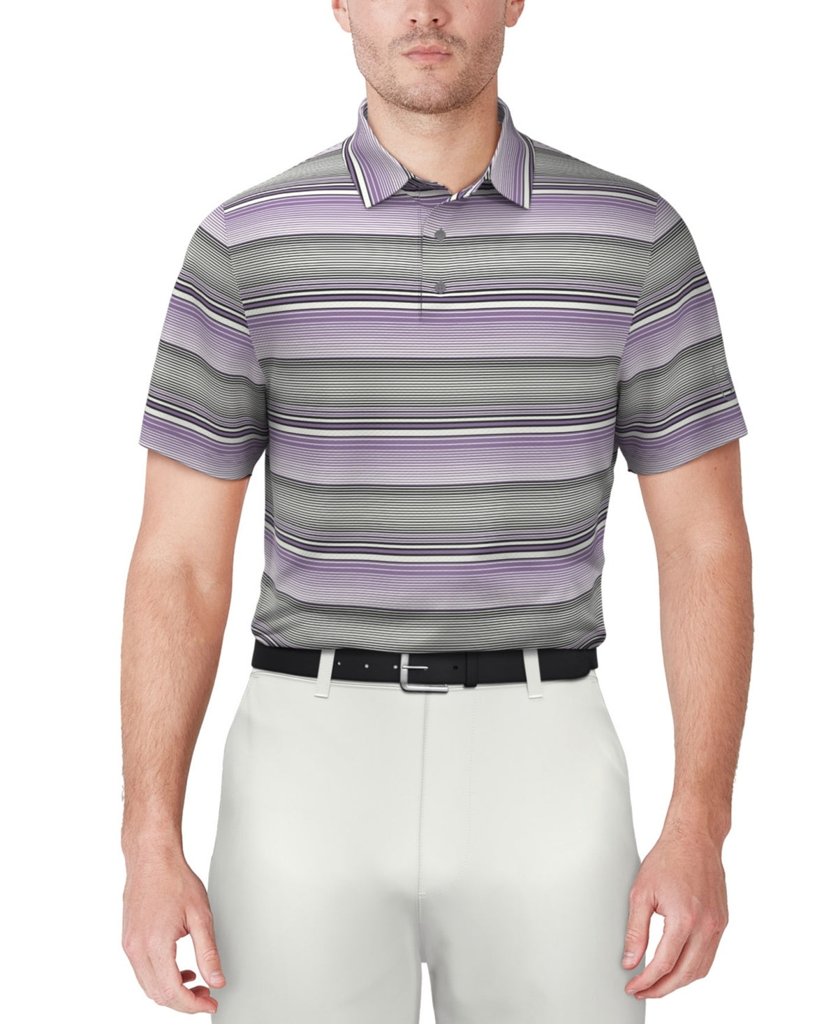 PGA TOUR Mens Regular fit Short Sleeve Polo Shirt XL Purple Striped