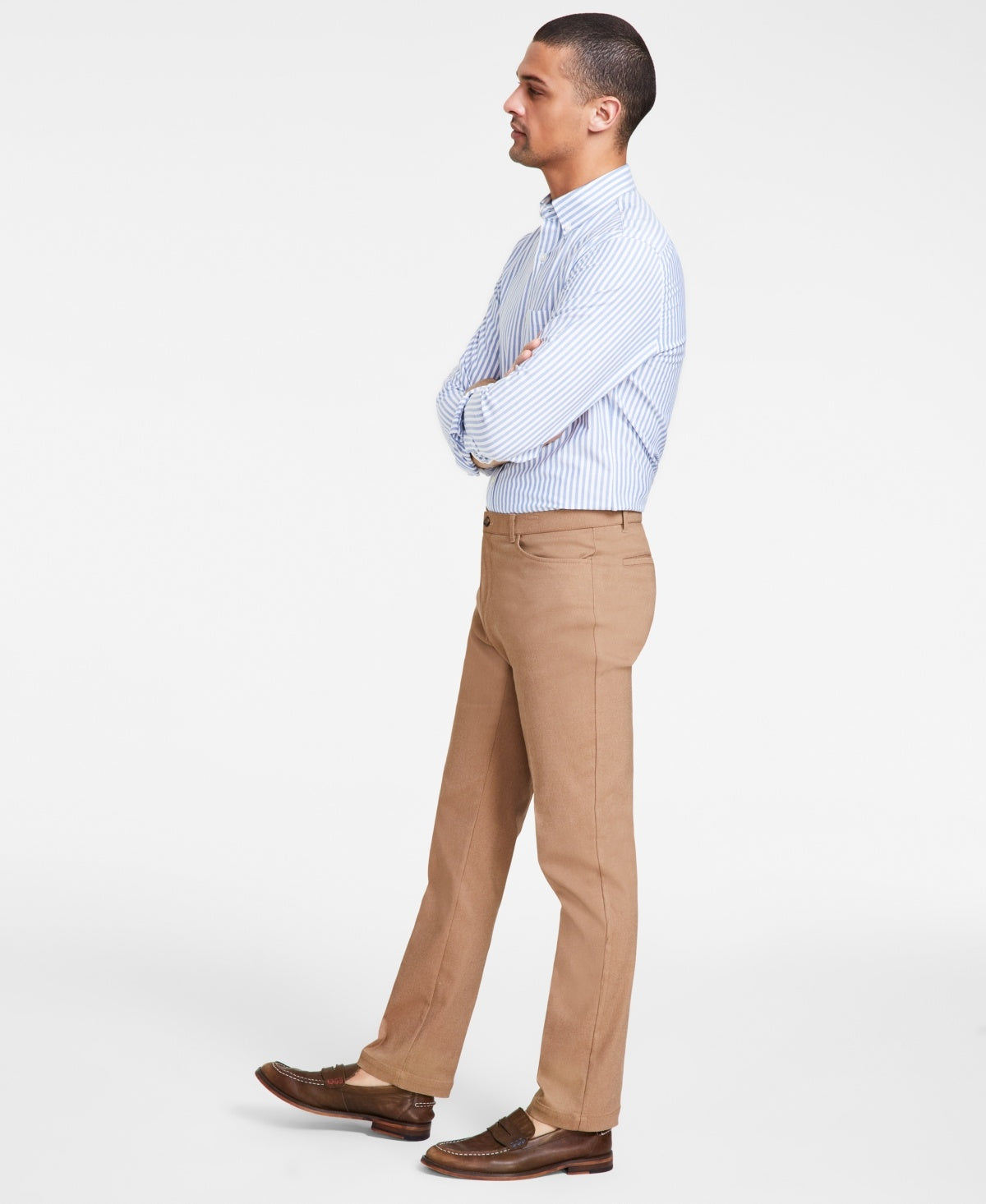 Tommy Hilfiger Mens Modern fit Stretch Dress Pants 34 / 30 Tan Solid