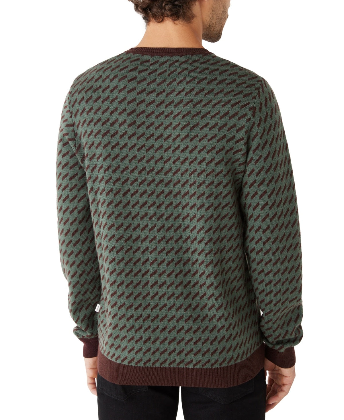 Frank And Oak Men's Jacquard Merino Crewneck Sweater Green Small