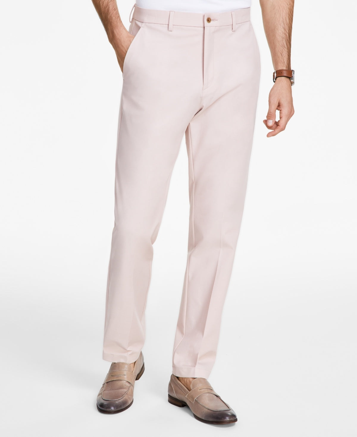 Michael Kors Mens Classic fit Dress Pants 40 / 30 Pink Solid Stretch