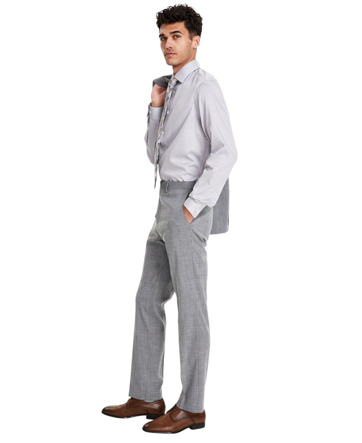 DKNY Mens Modern fit Dress Pants 32 / 32 Black White Plaid