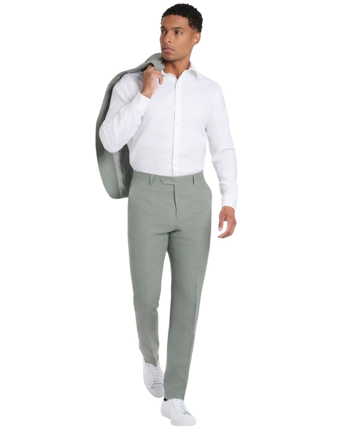 Tommy Hilfiger Mens Modern fit Dress Pants 36 / 34 Sage Green Solid Linen