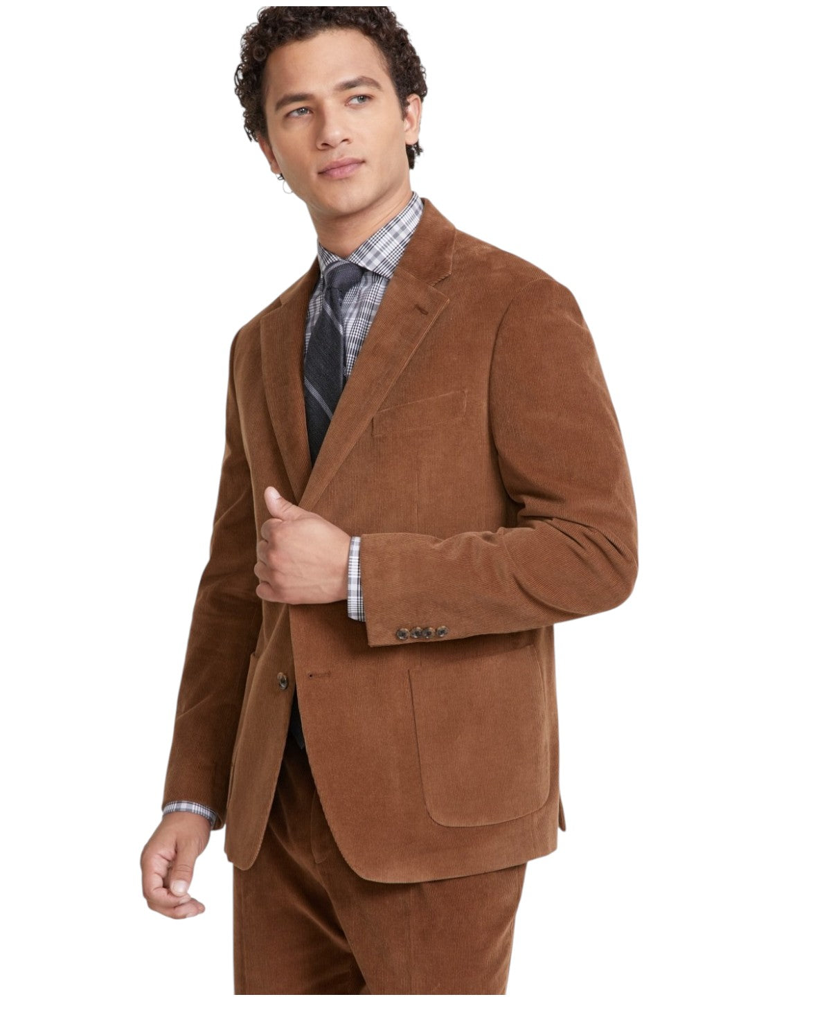 Tommy Hilfiger Mens Modern fit Corduroy Suit Jacket Blazer 40 L Beige Solid