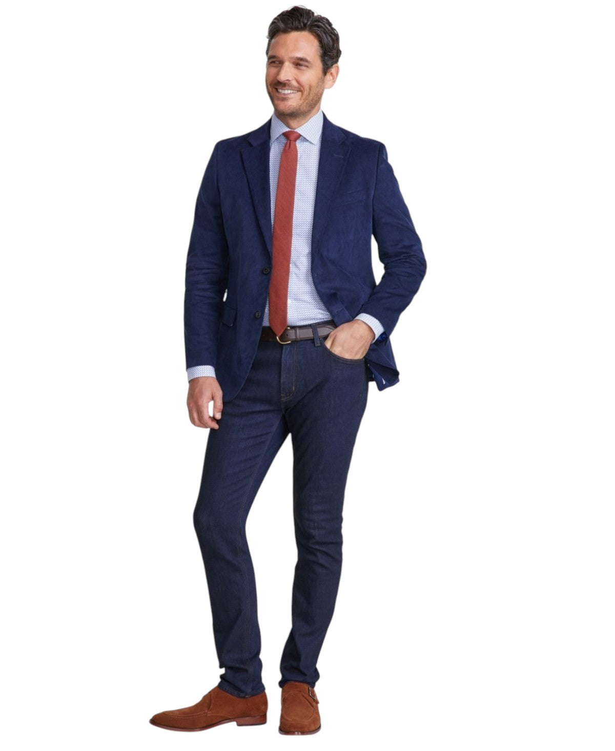 Nautica Mens Modern fit Corduroy Sport Coat Blazer 48 L Navy Blue Solid