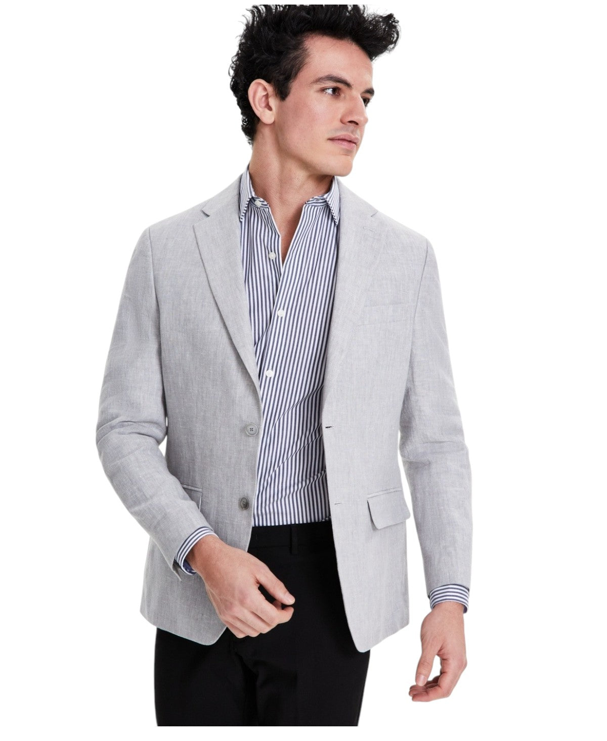 Tommy Hilfiger Mens Modern fit Sport Coat Blazer 44 L Light Grey Linen