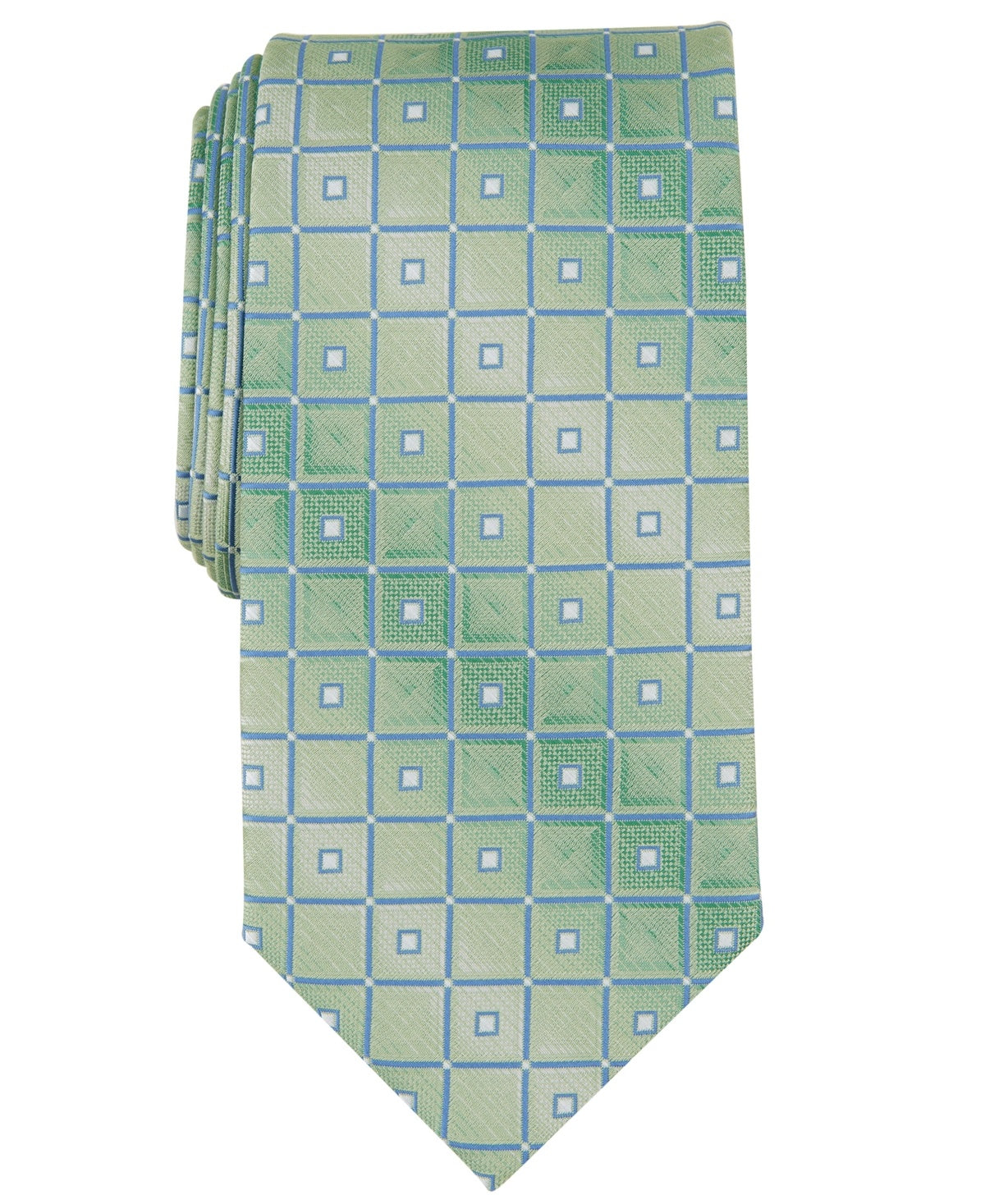 Perry Ellis Mens Tie Necktie One Size Green Geometric