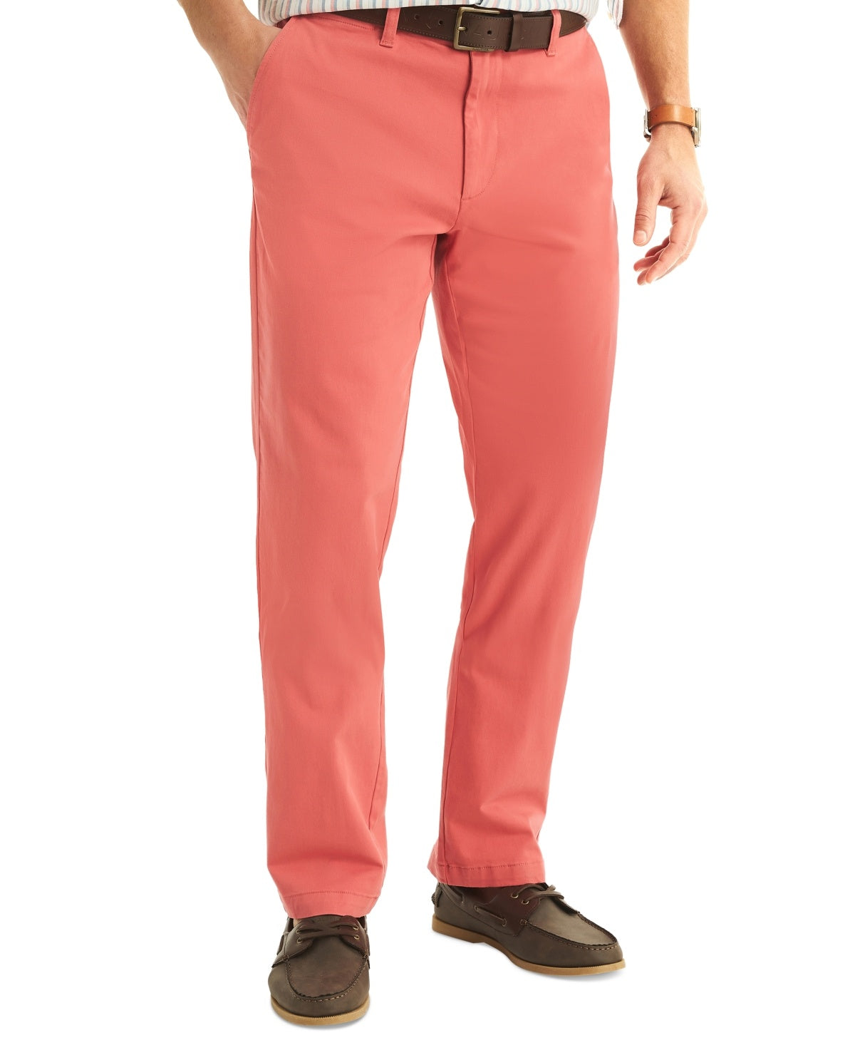 Nautica Mens Classic fit Chinos Pants 34 / 32 Red Solid Stretch