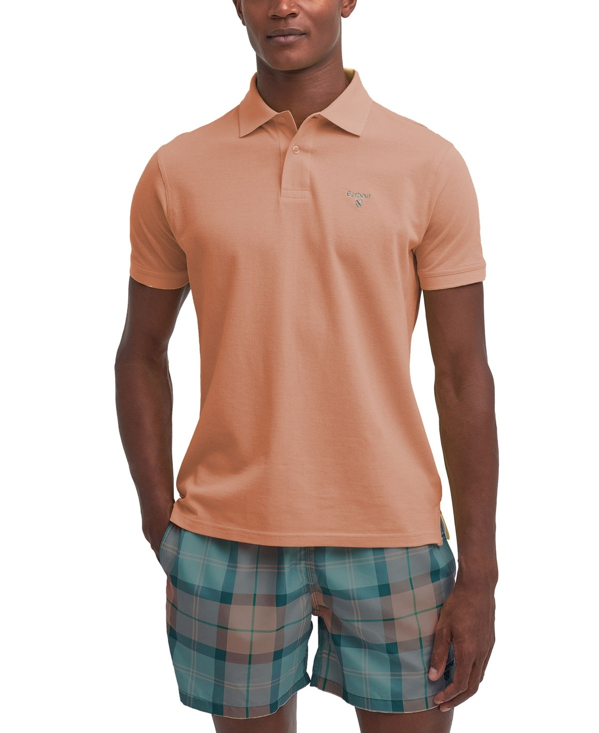 Barbour Mens Regular fit Short Sleeve Polo Shirt XXL Orange Solid